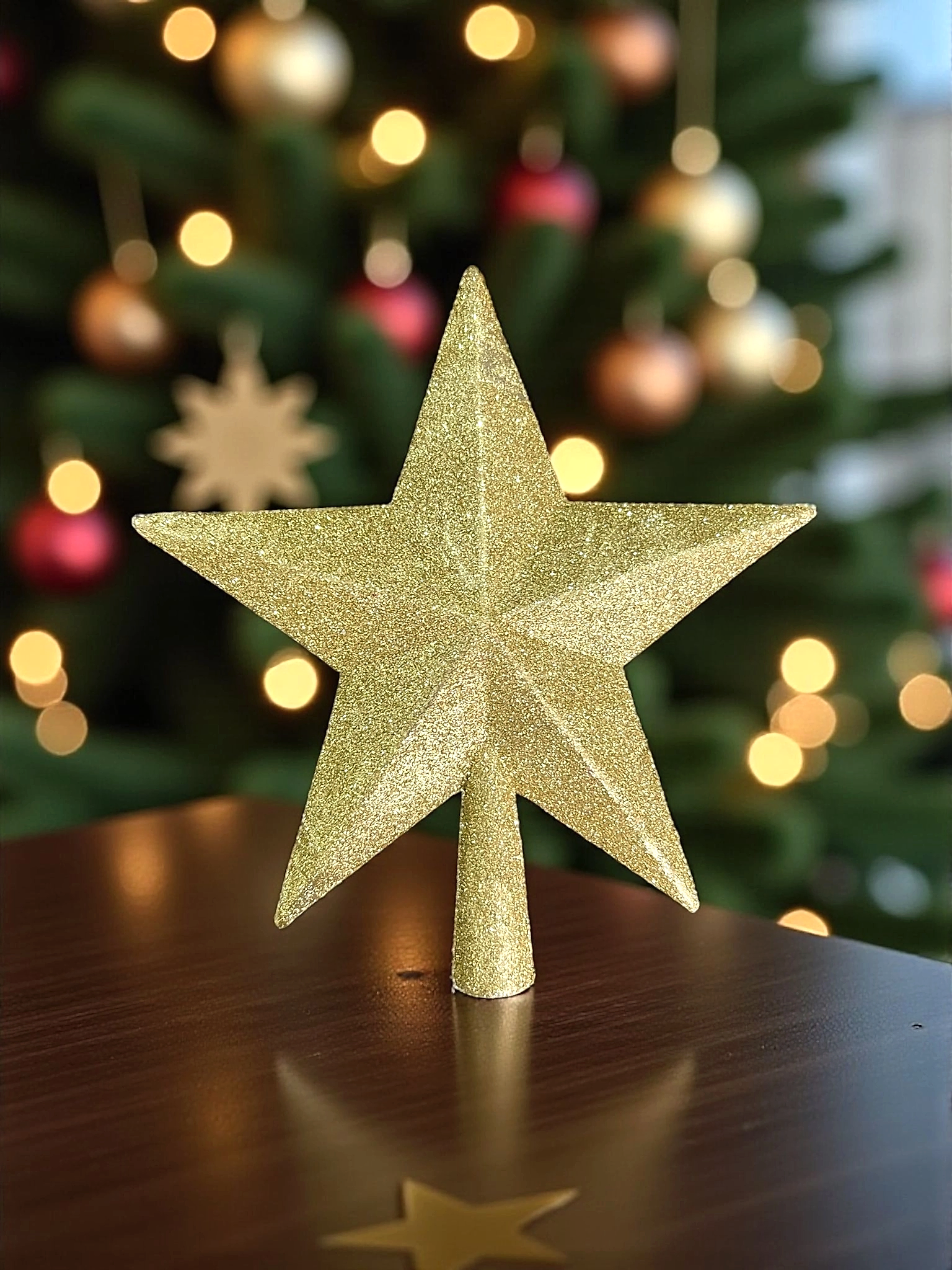 Happyland Yılbaşı Ağacı Tepe Yıldızı Gold Simli Lüks 20 Cm Yeni Yıl Ağaç Yıldızı 