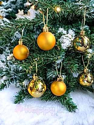 Happyland Yılbaşı Çam Ağacı Süsü 4 cm Gold Yılbaşı Topu 6 adet Asetat Kutulu Model Yılbaşı Cici Top