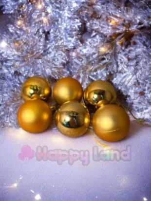 Happyland Yılbaşı Çam Ağacı Süsü 4 cm Gold Yılbaşı Topu 6 adet Asetat Kutulu Model Yılbaşı Cici Top