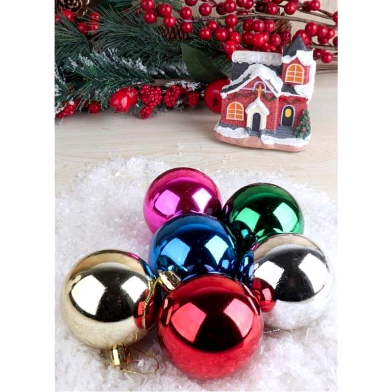 Happyland Yılbaşı Ağacı Süsleme 4 cm Renkli 6’lı Karışık Renkli Cici Top