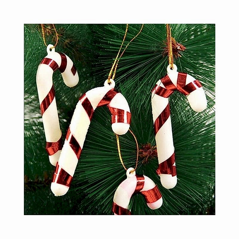 Happyland Yılbaşı Ağaç Süsü Baston 6’lı 9 cm Kırmızı Şeker Kamışı Ağaç Süsü