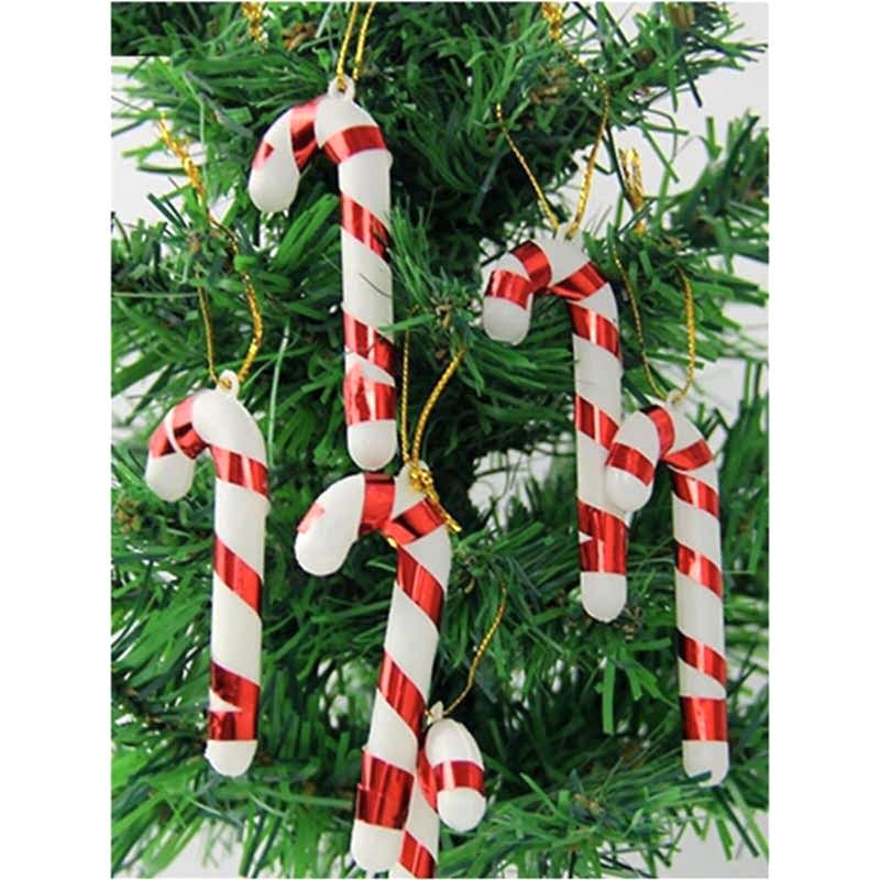 Happyland Yılbaşı Ağaç Süsü Baston 6’lı 9 cm Kırmızı Şeker Kamışı Ağaç Süsü