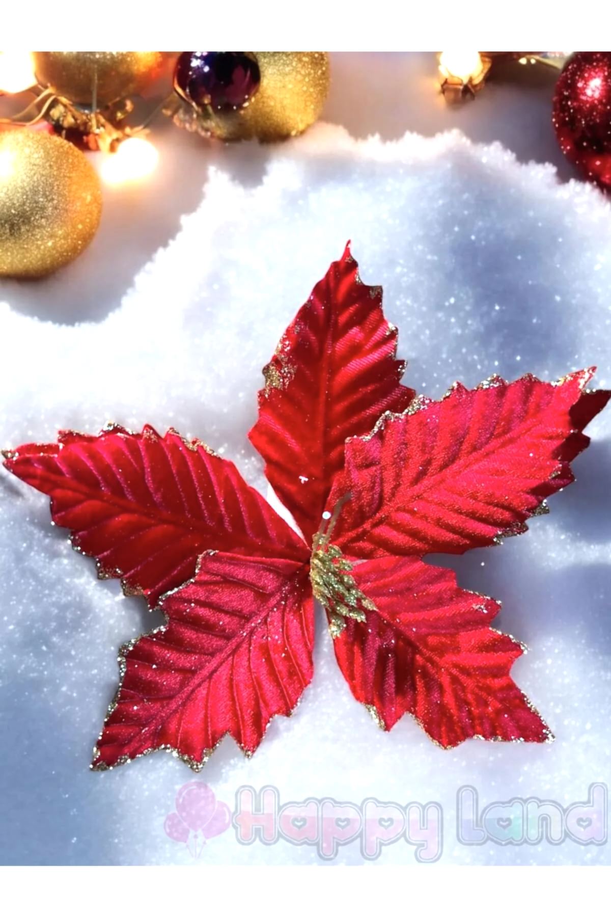 Yılbaşı Ağacı Süsü Yılbaşı Çiçeği 1Adet Kırmızı Ata Çiçeği Ponsetya 25cm BüyükBoy YılbaşıYapay Çiçek