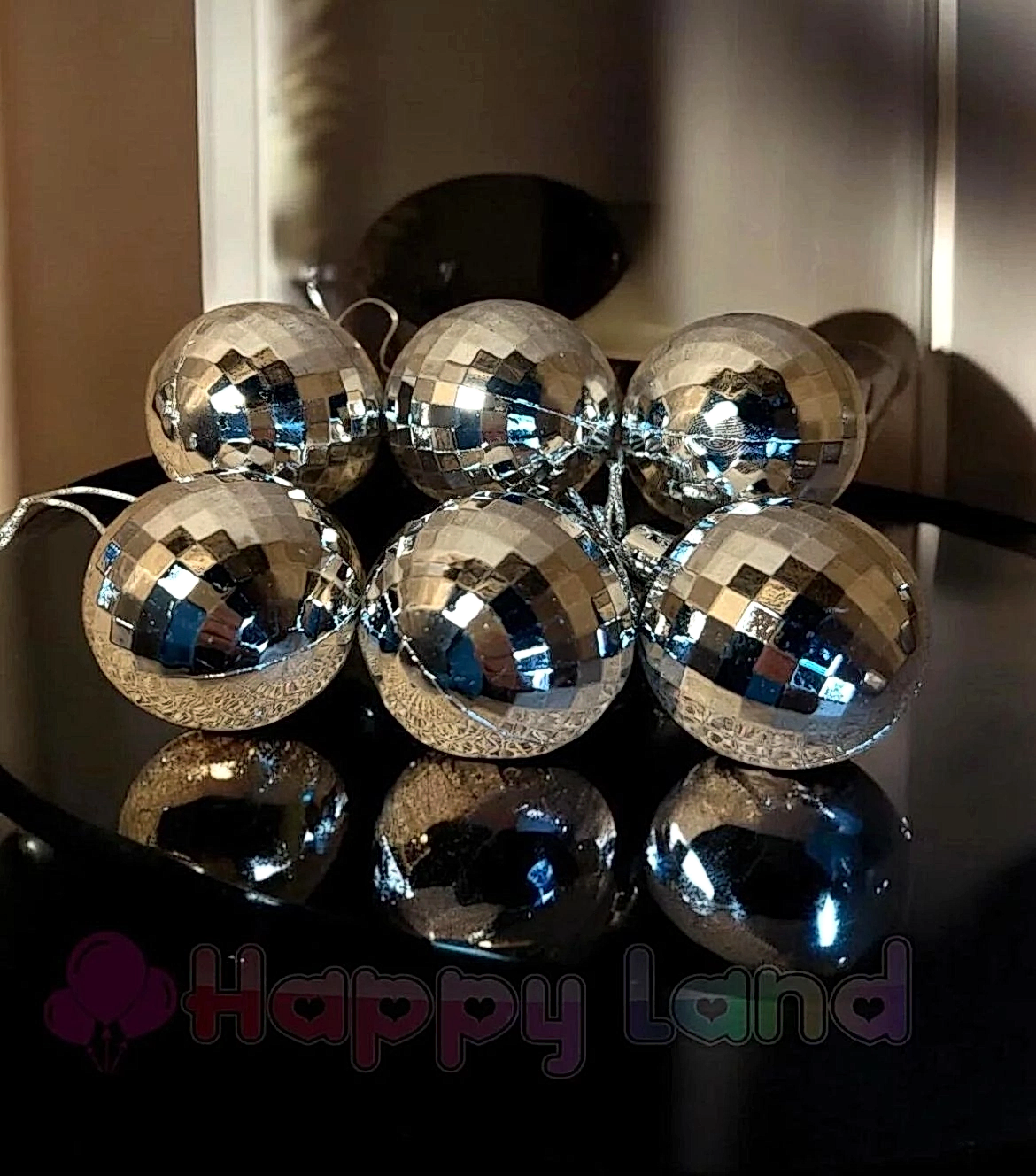 Happyland Yılbaşı Çam Ağacı Süsü Disko Topu Görünümlü Gümüş Yılbaşı Topu 6 Cm 6 Lı Diskop Topları HAPPY2025137