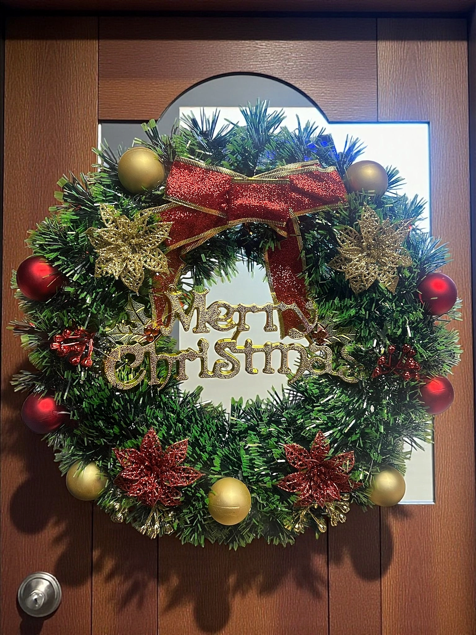 Happyland Yılbaşı Kapı Süsü Çelenk Kapı Çelengi Merry Christmas 35 cm Yılbaşı Çelenk Ev Dekor HPY6