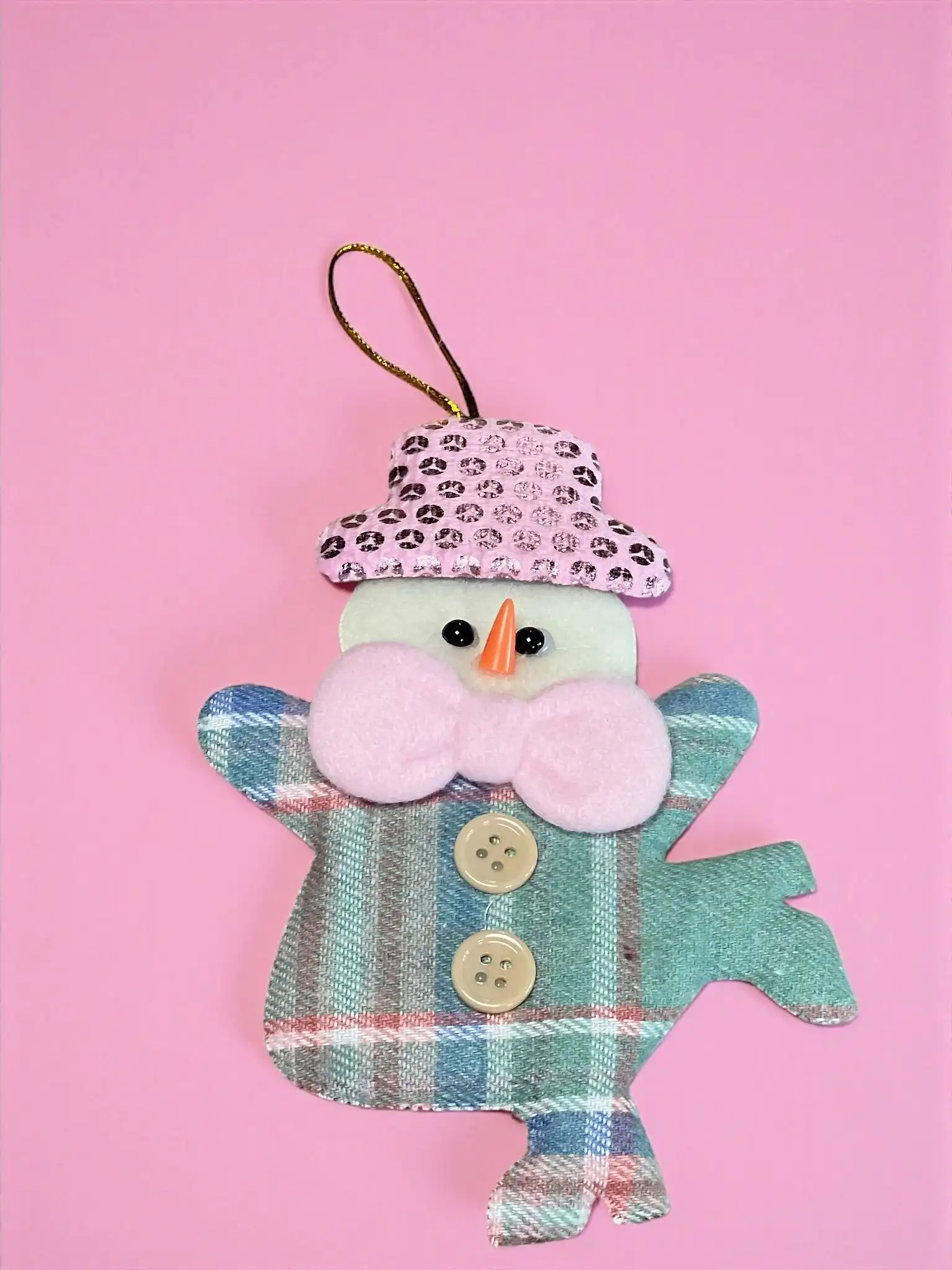 Happyland Yılbaşı Ağacı Süsü Kardanadam Düğmeli Makaron Yeşil Renk Asma Süs 15cm Noel Dekor HPY26045