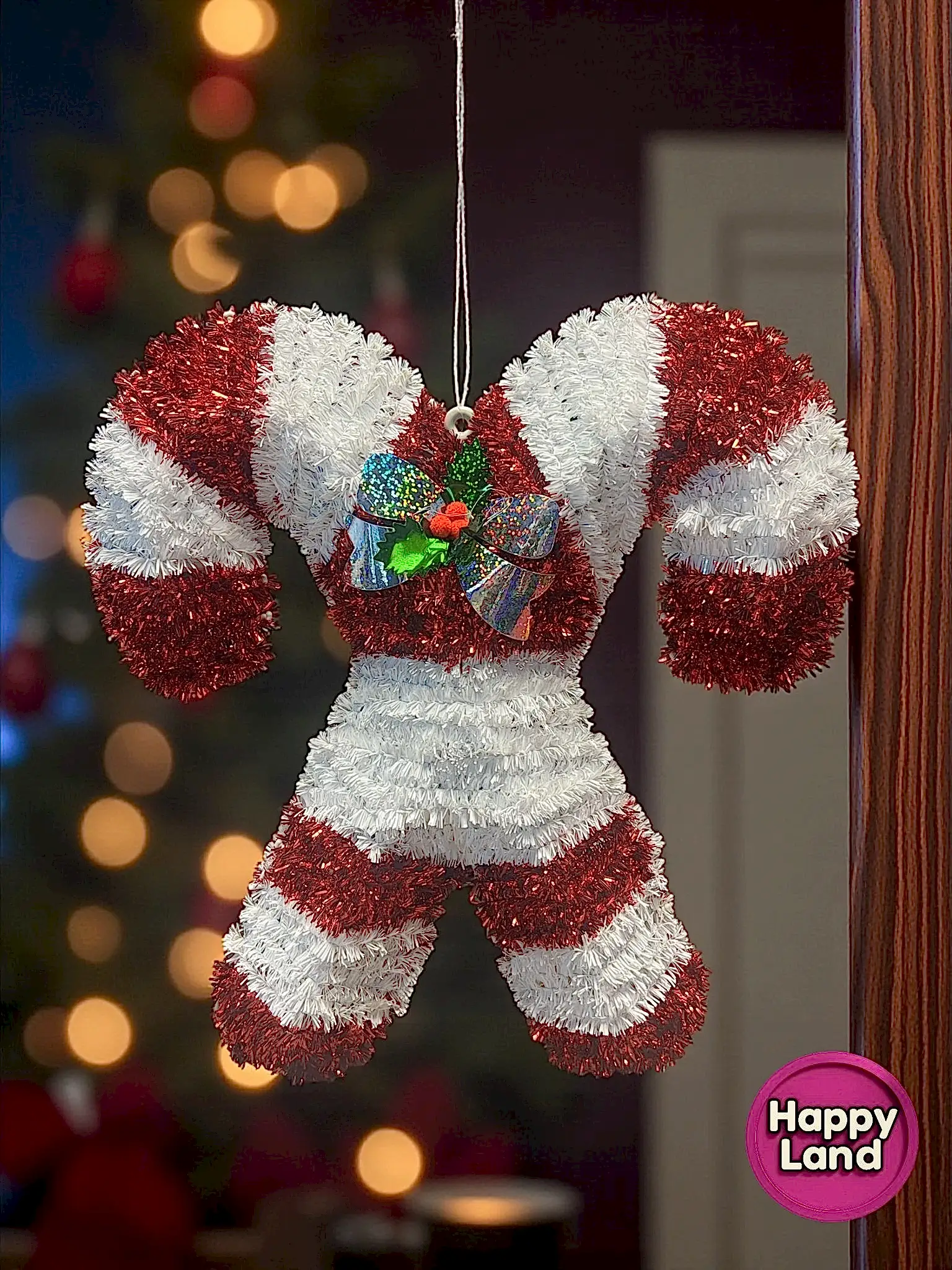 Happyland Yılbaşı Süsü Baston Şekerli Model 35 CM Baston Duvar Kapı Ağac Süsü HPY10