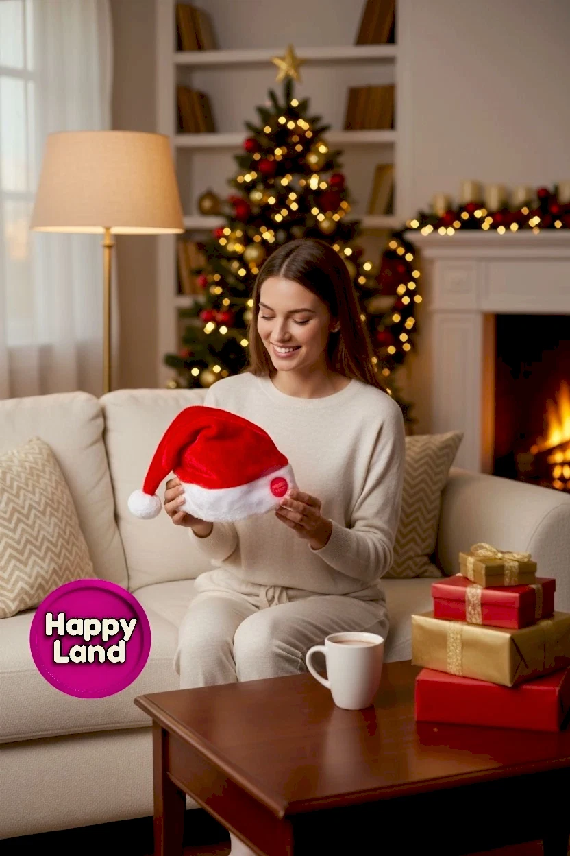 Happyland Yılbaşı Şapkası Hareketli Müzkli Noel Baba Şapkası 38 cm HAPPY20251M