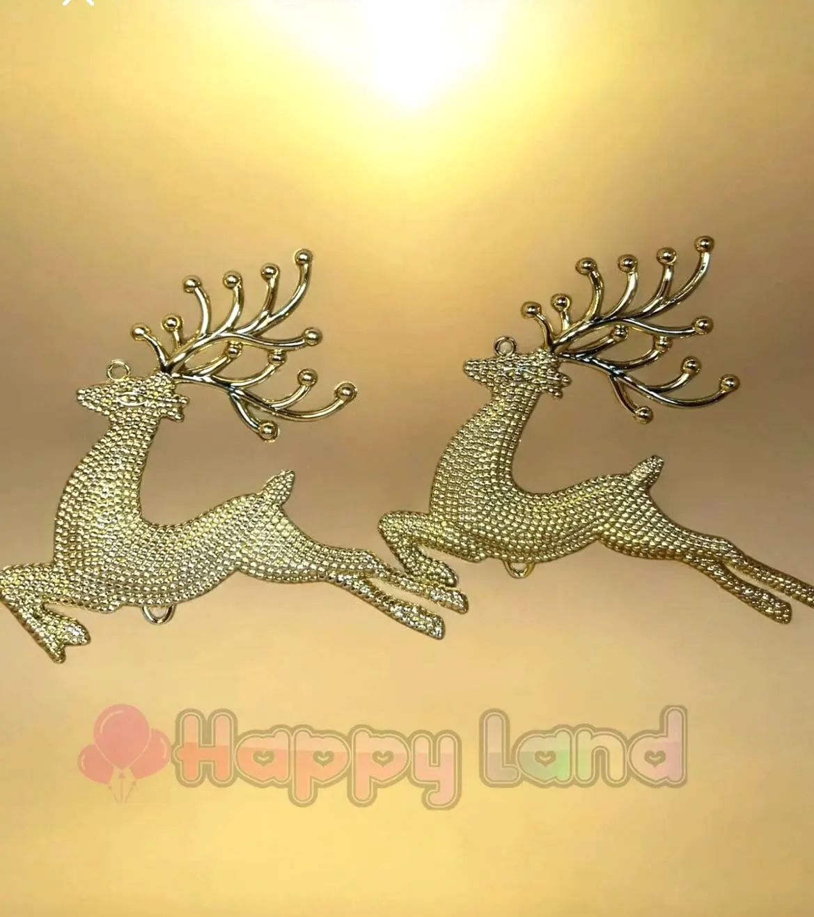 Happyland Yılbaşı Ağacı Süsü 2 Adet Gold Renk Geyik Süs 14 Cm Yılbaşı Süsü