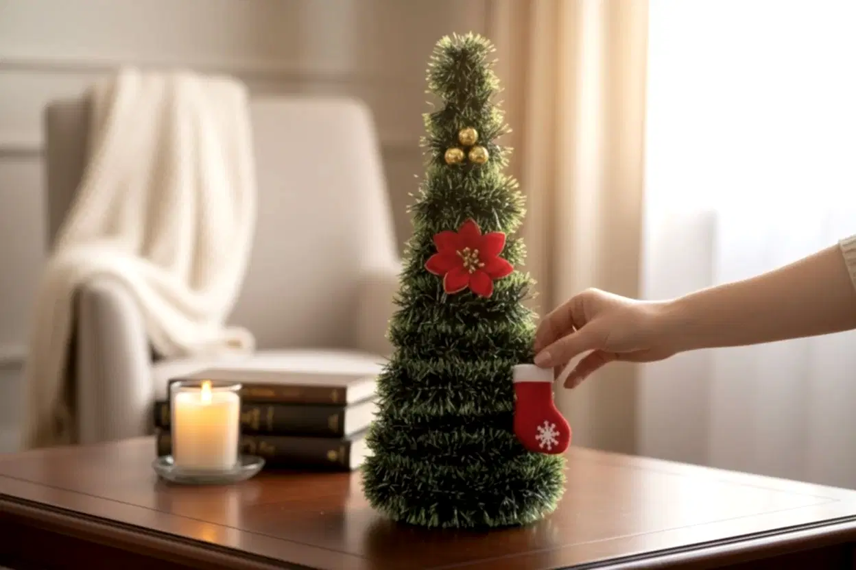 Happyland Masa Üzeri Yılbaşı Ağacı 45 cm Figürlü Lüks Yılbaşı Ağacı Dekor HPY5