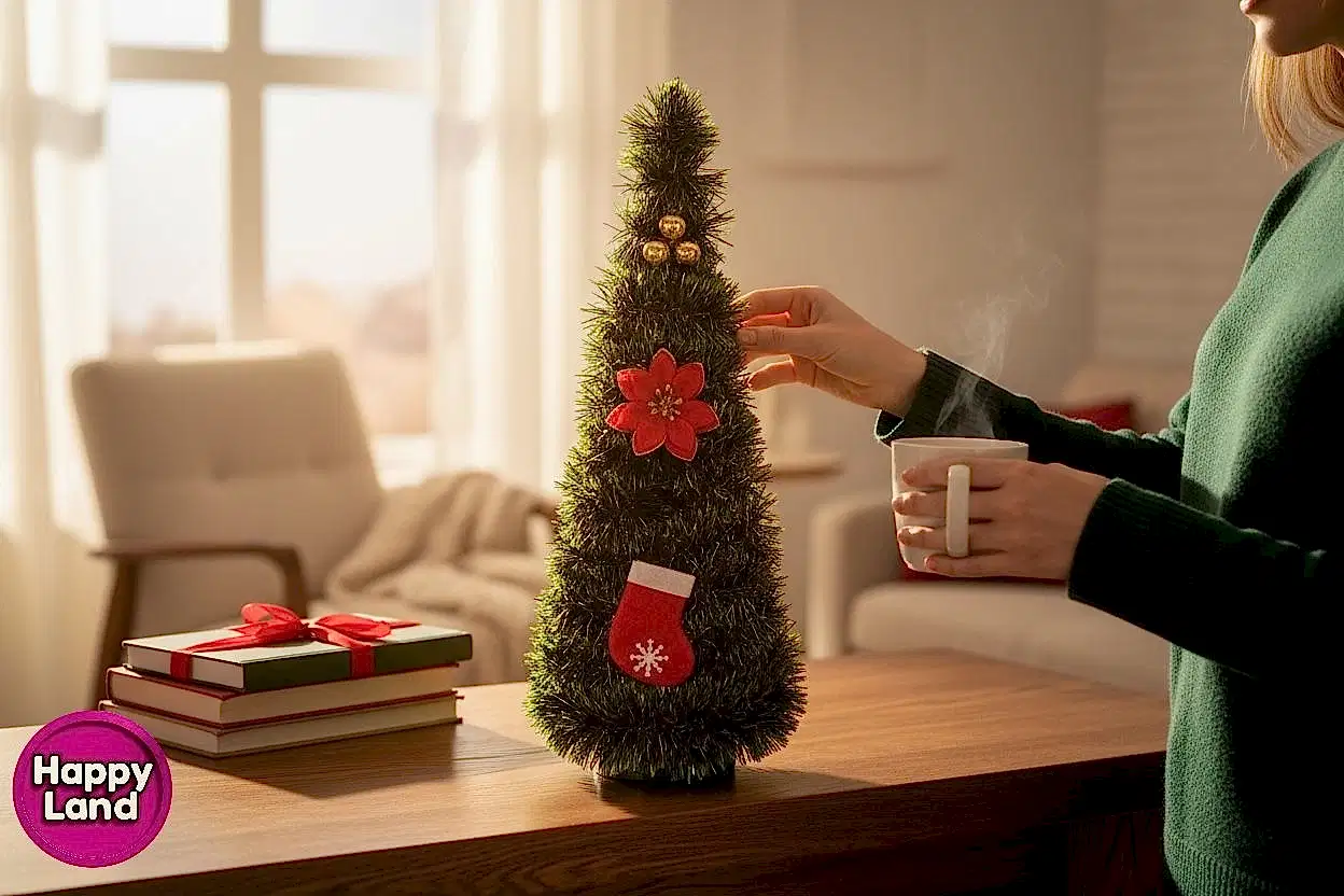 Happyland Masa Üzeri Yılbaşı Ağacı 45 cm Figürlü Lüks Yılbaşı Ağacı Dekor HPY5