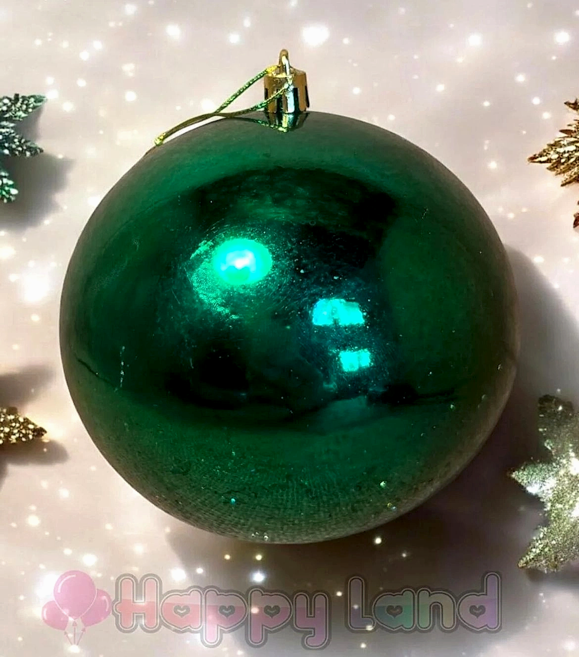 Happyland Yılbaşı Ağacı Süsü Büyük Boy 12 Cm Yılbaşı Topu Yeşil Renk Parlak 1 Adet Yılbaşı Topu HAPPY2025130