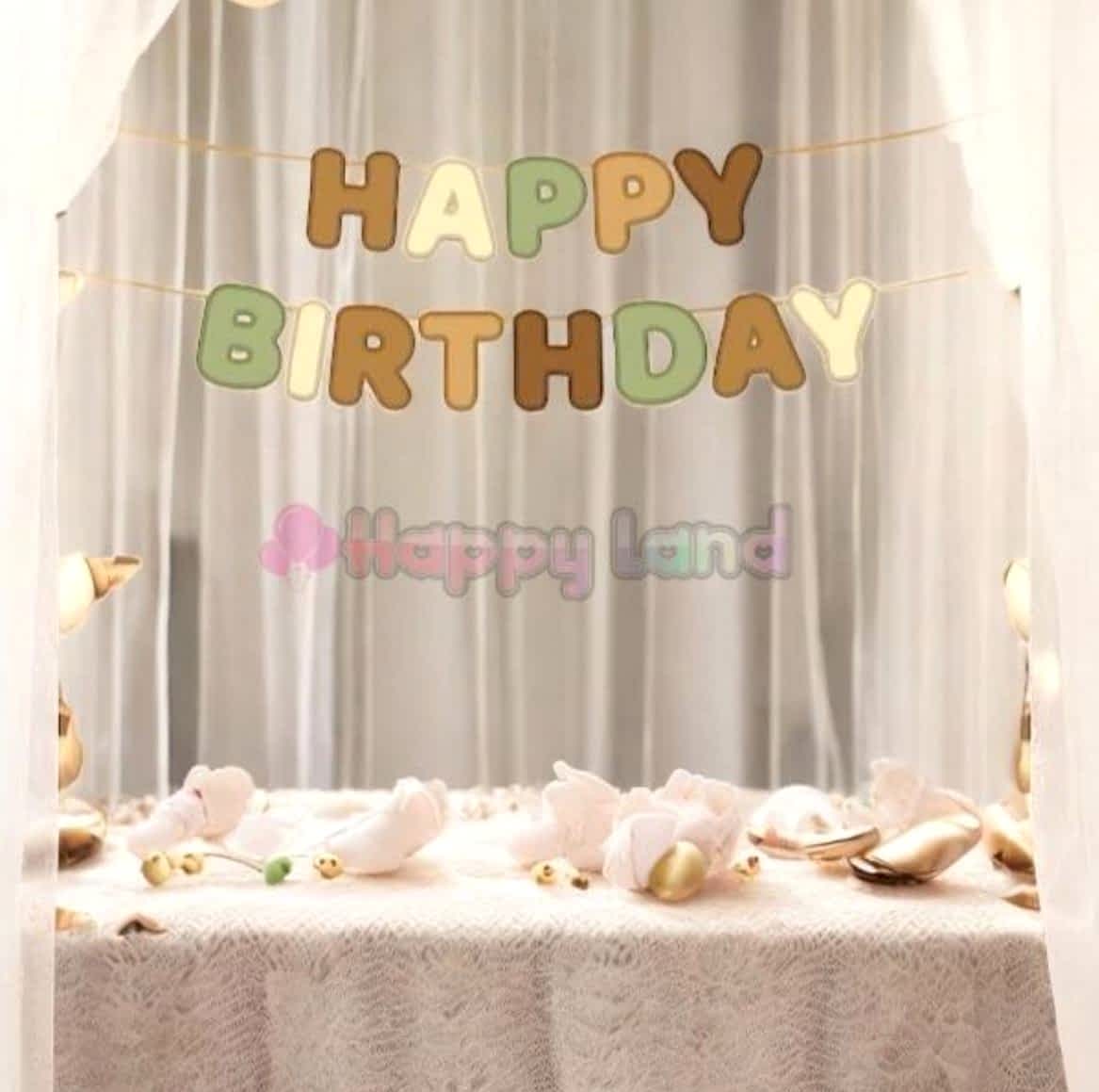 Happyland Happy Birthday Retro Renkli Dekoratif Banner Duvar Süsü Retro Konsept Doğum Günü Süsleri