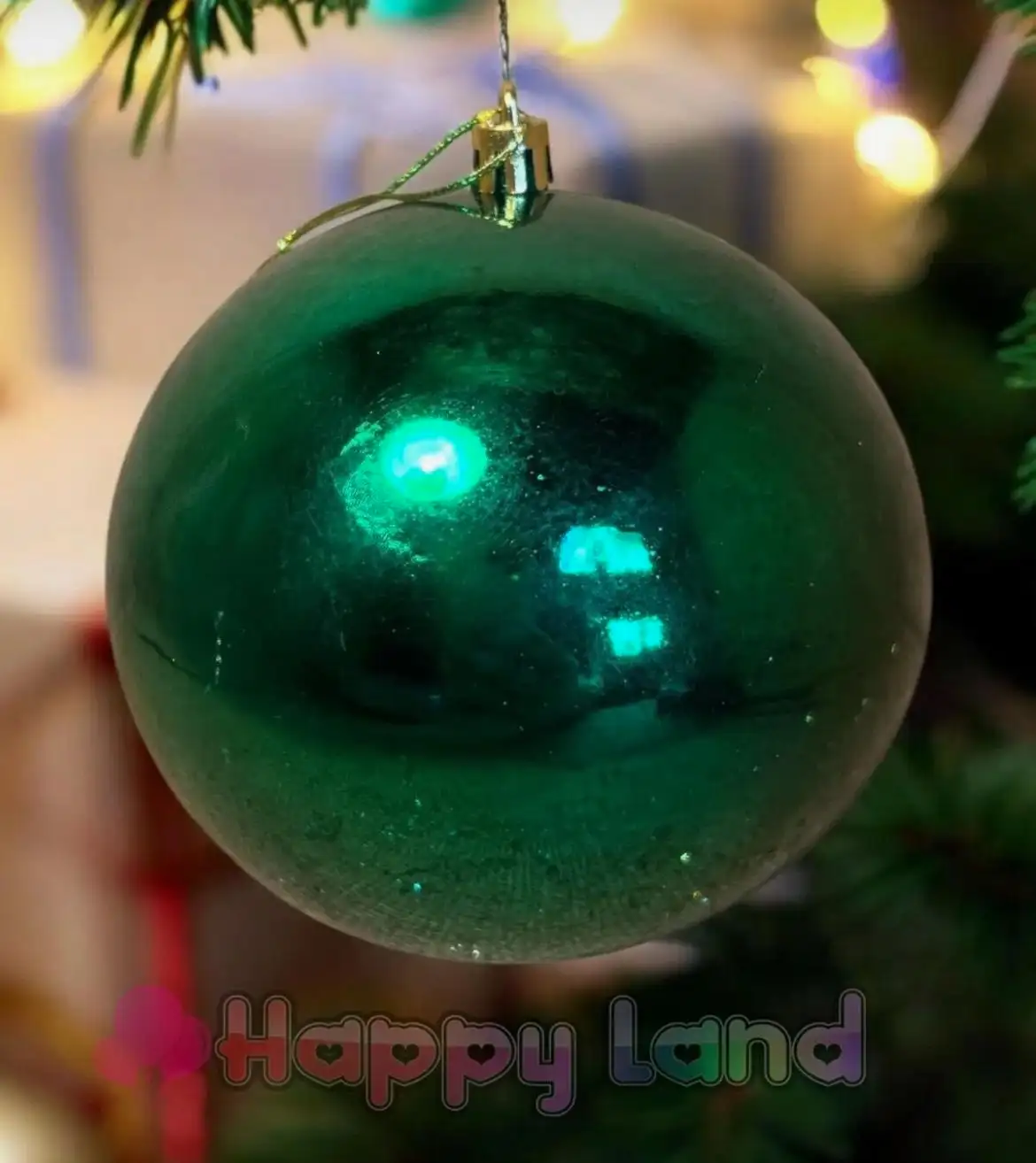 Happyland Yılbaşı Ağacı Süsü Büyük Boy 12 Cm Yılbaşı Topu Yeşil Renk Parlak 1 Adet Yılbaşı Topu HAPPY2025130