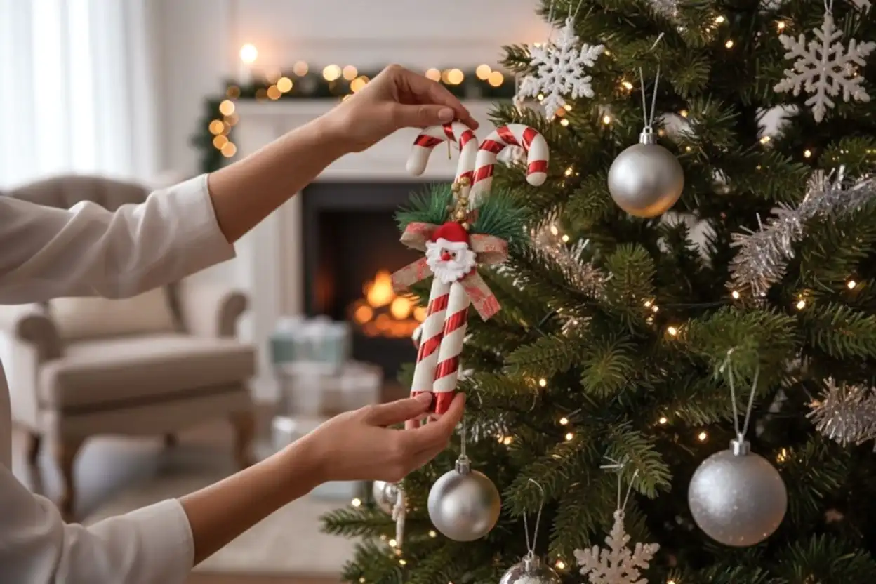 Happyland Yılbaş Süsü ’Lİ Baston Şeker Kapı Duvar Ağaç Süsü Noel Baba Figürlü 30 CM HPY26056