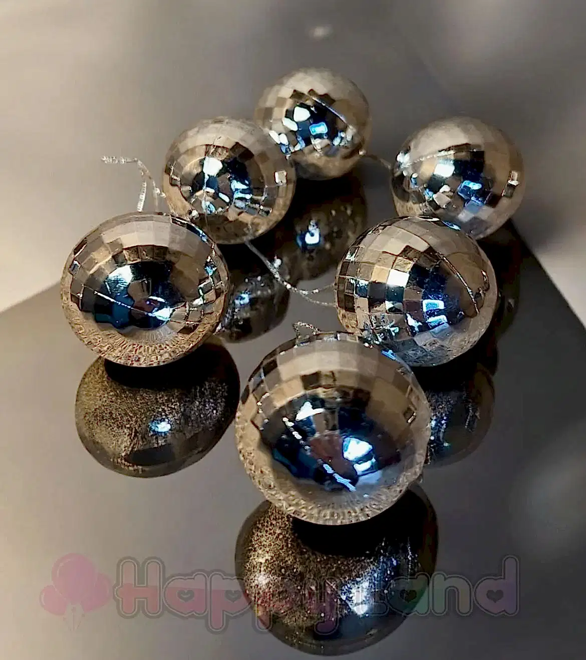Happyland Yılbaşı Çam Ağacı Süsü Disko Topu Görünümlü Gümüş Yılbaşı Topu 6 Cm 6 Lı Diskop Topları HAPPY2025137