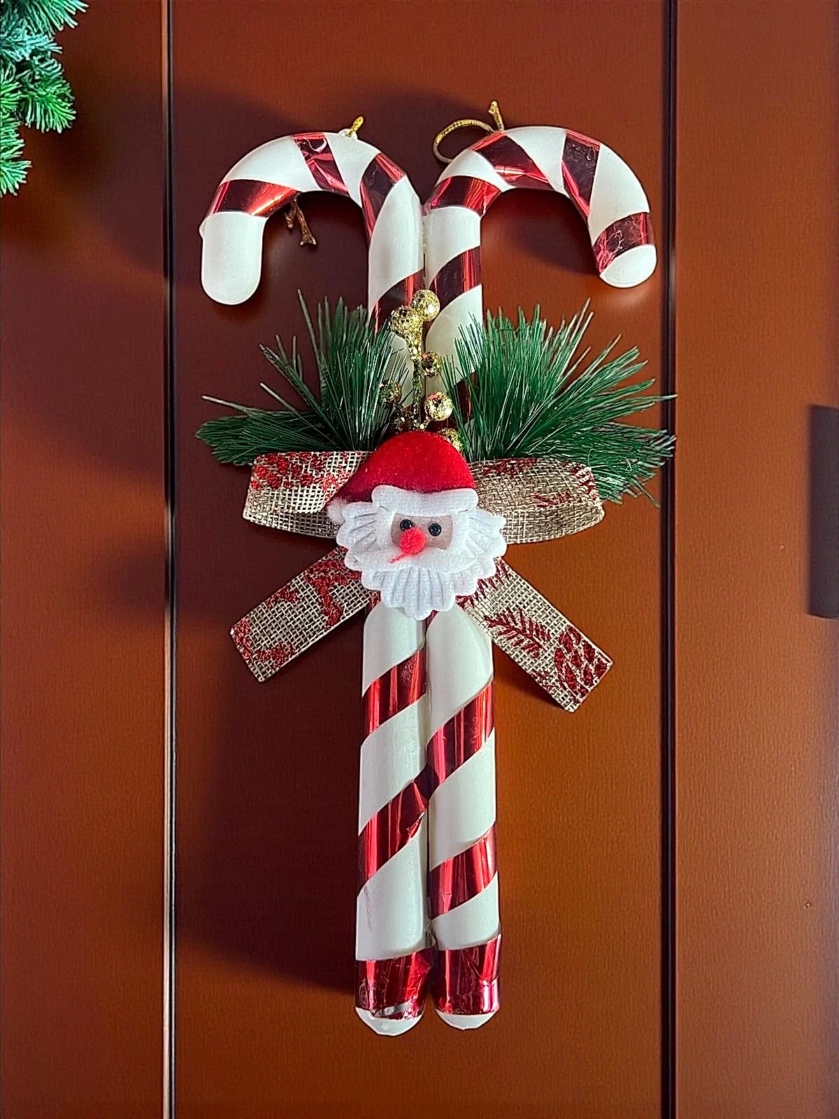 Happyland Yılbaş Süsü ’Lİ Baston Şeker Kapı Duvar Ağaç Süsü Noel Baba Figürlü 30 CM HPY26056