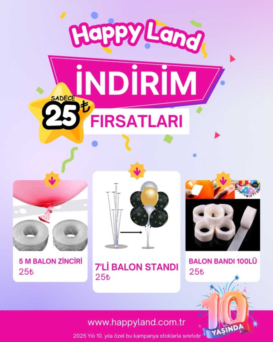 10.YILA ÖZEL BALON 7’Lİ BALON STANDI KAMPANYA 