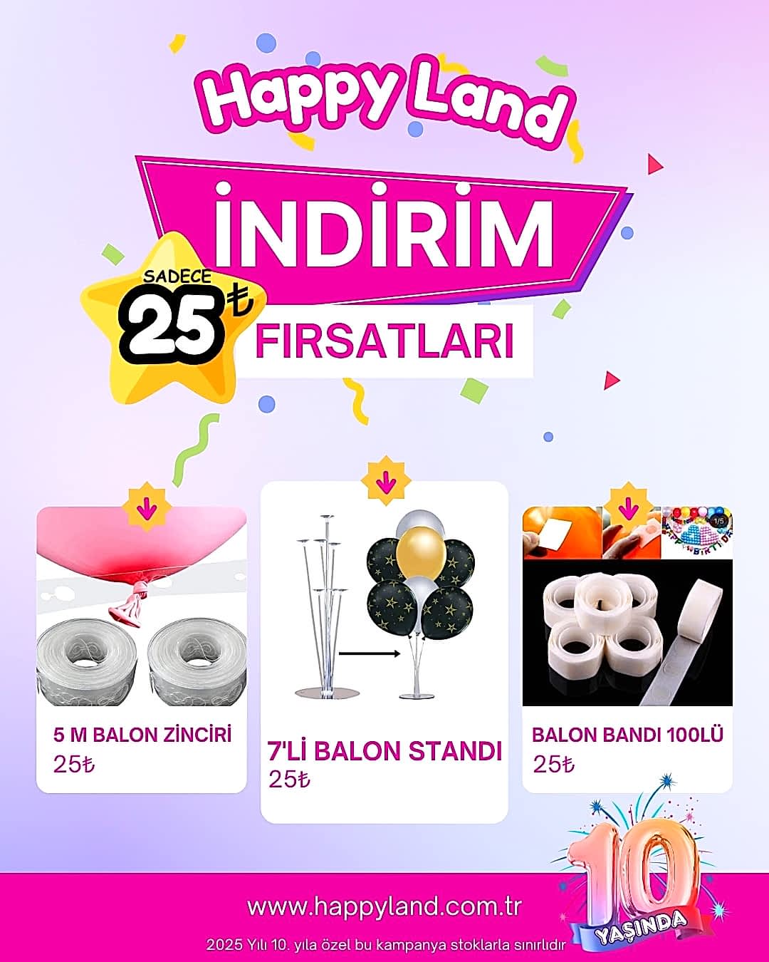 10,YILA ÖZEL KAMPANYA BALON ZİNCİRİ 