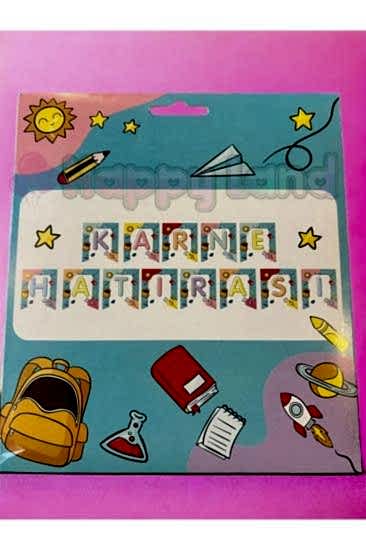 Happyland Karne Hatırası Uzar Yazı Zigzag Banner Yazı Karne Sınıf Okul Süsleme