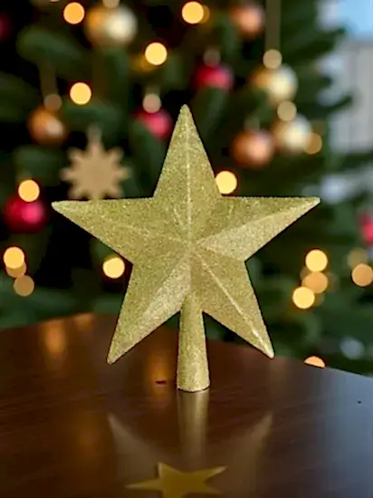 Happyland Yılbaşı Ağacı Tepe Yıldızı Gold Simli Lüks Büyük Boy25 Cm Yeni Yıl Ağaç Yıldızı HPY26024