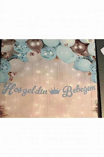 Happyland Mavi Hoşgeldin Bebeğim Kaligrafi Yazı Banner