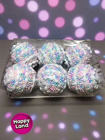 Happyland Yılbaşı Çam AğacI Süsü Makaron Şeker Yılbaşı Topu Renkli Pastel Top 6’lı 5 cm HAPPY2025118