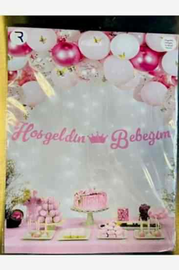 Happyland Pembe Hoşgeldin Bebeğim Kaligrafi Yazı Banner