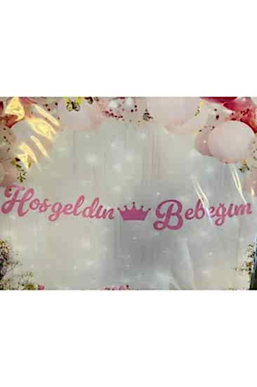 Happyland Pembe Hoşgeldin Bebeğim Kaligrafi Yazı Banner