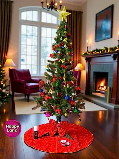 Happyland 150 cm Yılbaşı Çam Ağacı Seti 5 m Rgb Led Işıklı 88’li Yılbaşı Süsleri Paketi ,Kar Spreyi