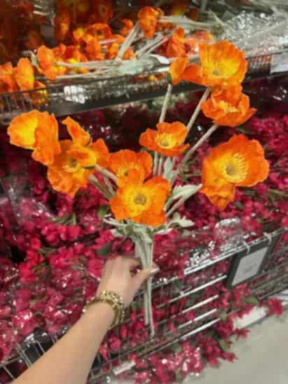 Happyland Yapay Çiçek 5’li Gelincik Dalı Turuncu Renk 60 cm Gelincik HPY-26132