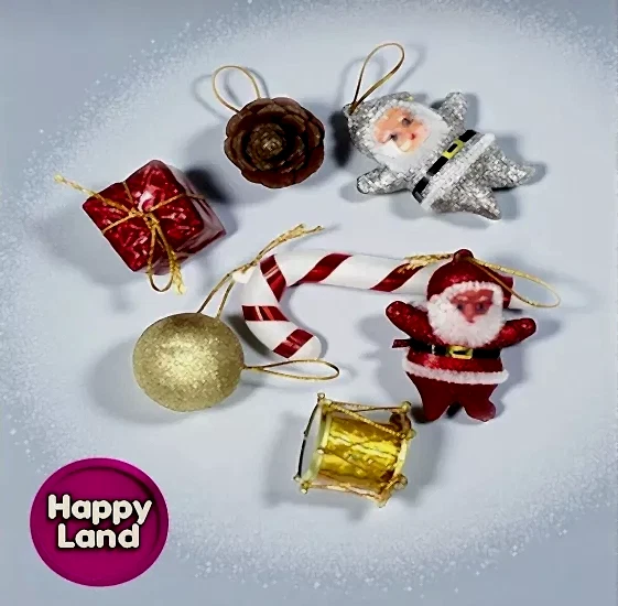 Happyland Yılbaşı Çam Ağacı Süsü Dokuzlu Karışık Süsü Yılbaşı Süsü HAPPY2025141