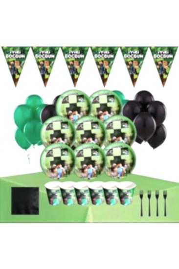 Happyland Minecraft Konsept 16 Kişilik Doğum Günü Seti 