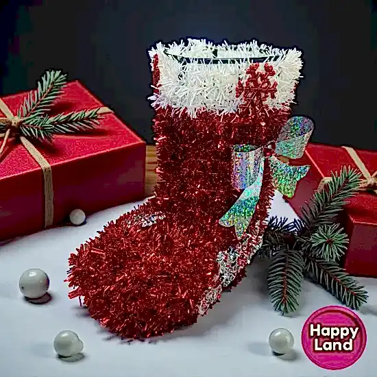 Happyland Yılbaşı Süsü Noel Baba Çizmesi Noel Çorabı Dekor Süs Kova 20 CM HPY-2