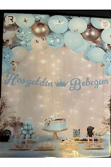 Happyland Mavi Hoşgeldin Bebeğim Kaligrafi Yazı Banner