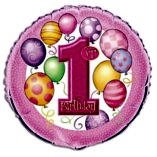 1 Yaş Temalı Kız Folyo Balon