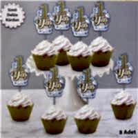 1 Yaş Doğum Günü Premium Mavi Kürdan - 8 Adet