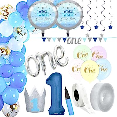 1 Yaş Mavi Zincir Balon Yapım Seti ve Parti Seti