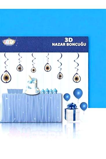 HappylandNazar Boncupu 3D Tavan Süs Nazar Boncuğu Dekor Sğs Sarkıt 10 Adet