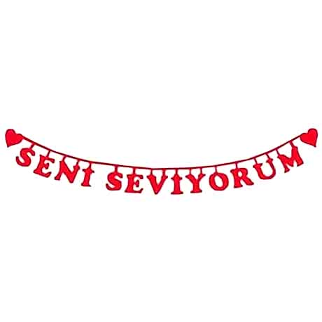 1 Adet Kırmızı Keçe Seni Seviyorum Yazı Romantik Hediyeler