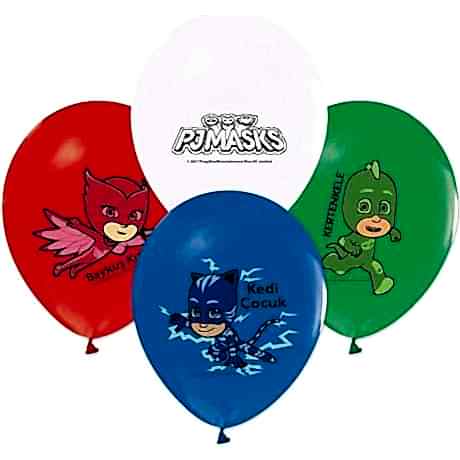 24 Adet Pijamaskeliler Balonu, PJ Masks Helyumla Uçan Balonları