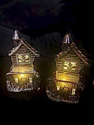 Happyland Halloween 2 adet  Mini Tealight Ev Şeklinde Mum 10cm Günışığı Renk Cadılar Bayramı Dekor