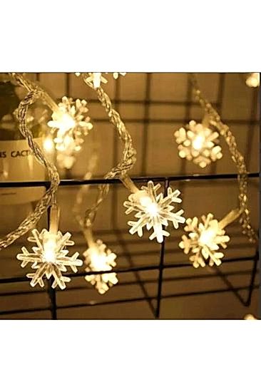 Happyland Yılbaşı Dekorasyon Ağaç Işığı 4 Metre Animasyonlu 20 Ledli Beyaz Kablo Fişli Günışığı Kar Tanesi Led