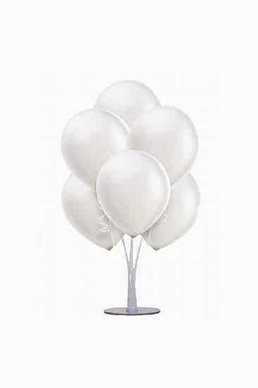 Happyland 1 Adet 7 Balonlu Beyaz Metalik Ayaklı Balon Standı