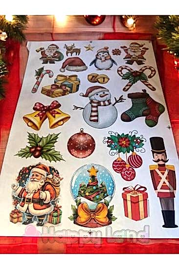 Happyland Yılbaşı Sticker Cam Duvar Dekor Masa Süsleme Yılbaşı Yapıştırma Dekoratif Sticker Seti
