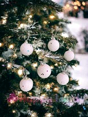 Happyland  Yılbaşı Ağacı Süsleme 4 cm Beyaz Kar Topu 6’lı Kar Topu Ağaç Süsü Yeni Yıl