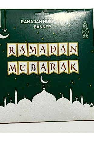 Happyland Ramazan Aı dekorları varaklı gold beyaz Ramadan Mubarak Banner