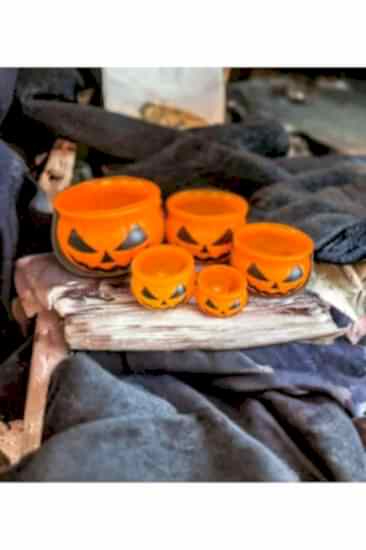 Happyland Halloween Şeker Kovası Kulplu 5 Li Cadılar Bayramı 5 boy Şeker Kovası Dekor Süs 