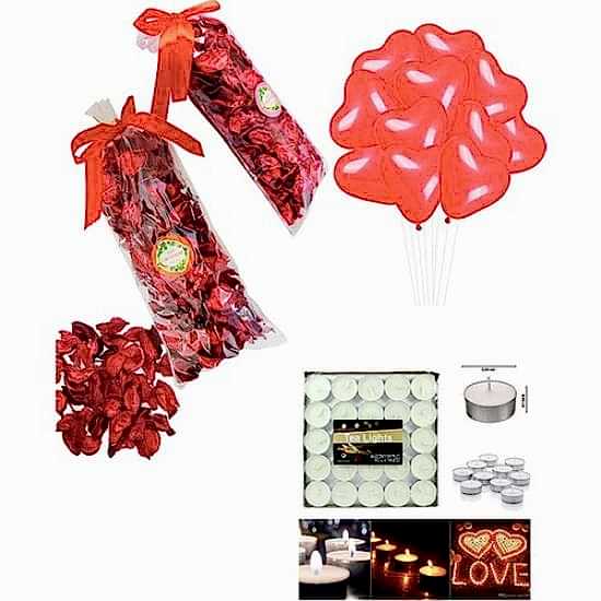 Happyland Kuru Gül Yaprağı,20 Kalp Balon,25 Beyaz Mum Romantik 14 Şubat Sevgililer Günü Doğum Günü