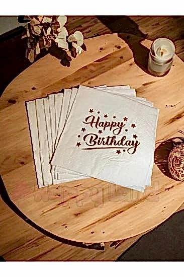 Happyland HAPPY BİRTHDAY Baskılı Yaldızlı Gold Varaklı Doğum Günü Peçetesi 16 Adet